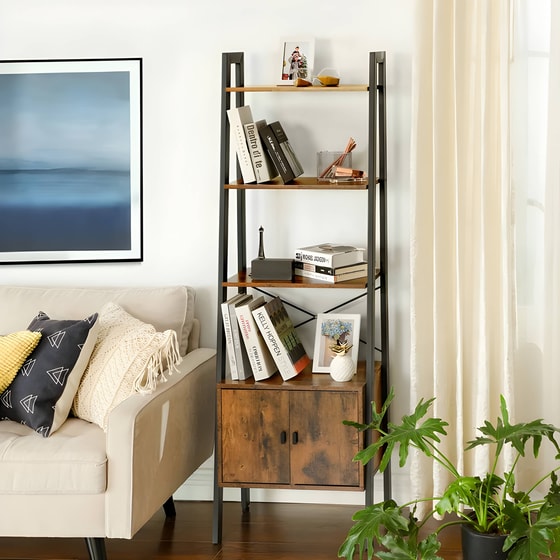 Βιβλιοθήκη Ραφιέρα Vasagle  Μεταλλική  56x173 cm - Μαύρο/ Καφέ image 5