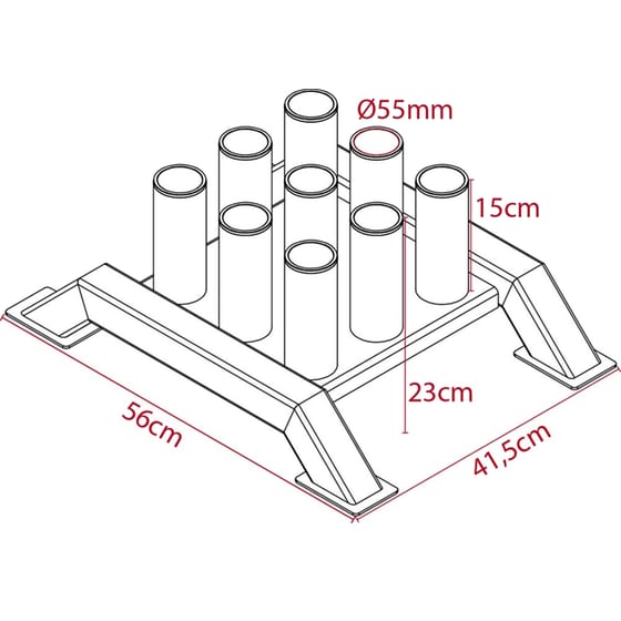 Βάση για 9 Μπάρες Βαρών Φ50 Amila 43934 Επιδαπέδια 56x41.5x23cm image 1