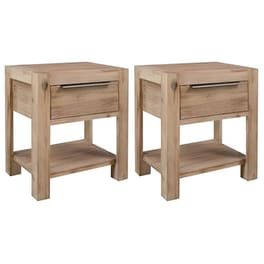 Κομοδίνο Vidaxl Από Μασίφ Ξύλο Ακακίας 2τμχ 40x30x48 cm - Φυσικό