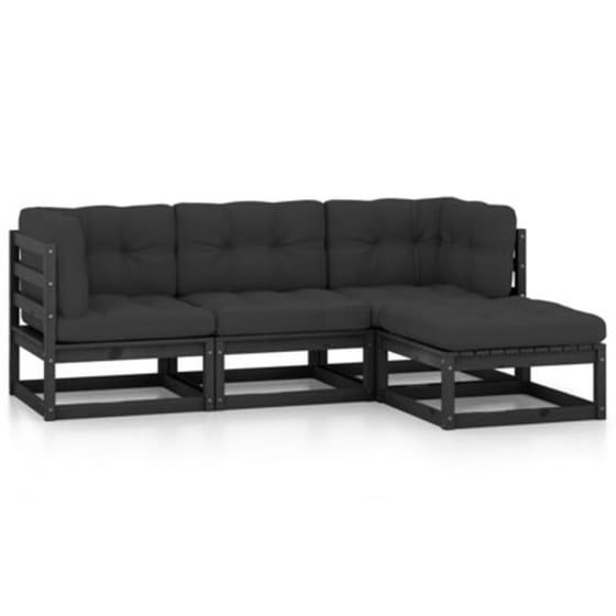 Vidaxl Σαλόνι Κήπου Σετ 4 Τεμαχίων Από Μασίφ Ξύλο Πεύκου Με Μαξιλάρια image 1