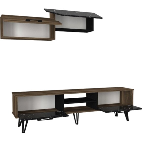 Έπιπλο Τηλεόρασης 24Mall Spargi από Μοριοσανίδα 180x35x50.8 cm - Καφέ/Μαύρο image 2