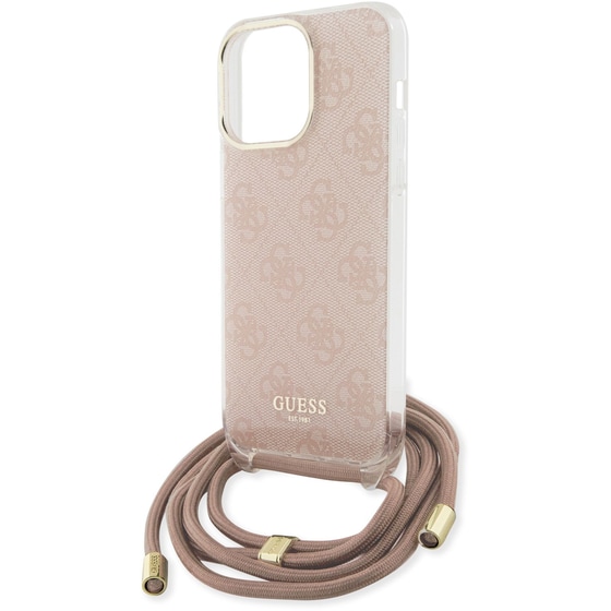 Guess “4g Logo Collection” Crossbody Hard Case Θήκη Προστασίας Από Σιλικόνη Με Λουράκι – Iphone 15 Pro Max (ροζ – Guhcp15xhc4sep) image 1
