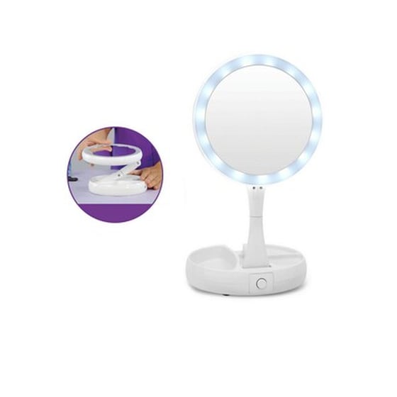 Καθρέπτης Μακιγιάζ Πρυσσόμενος με Φωτισμό LED - Λευκό image 0