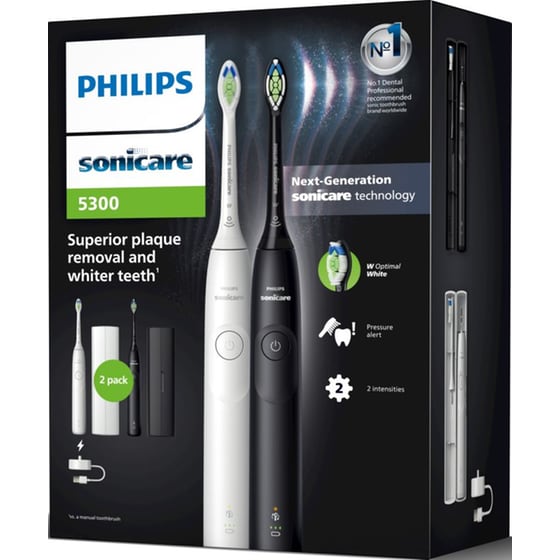 Σετ Ηλεκτρικές Οδοντόβουρτσες PHILIPS Sonicare 5300 HX7109/01 - Λευκό/Μαύρο image 5