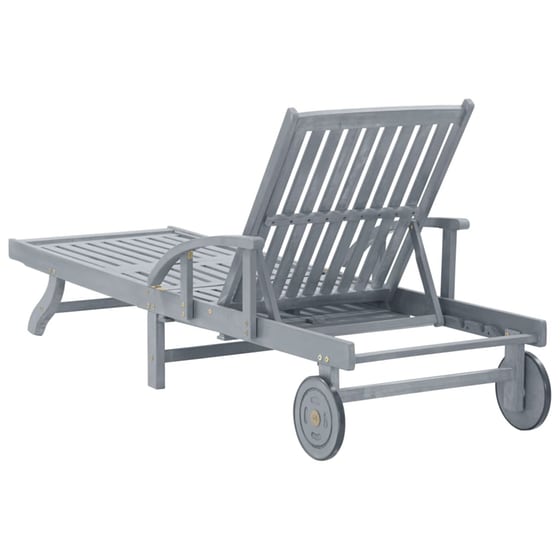 Ξαπλώστρα VidaXL από Μασίφ Ξύλο Ακακίας 200x68x30-86 cm - Γκρι/Πράσινη image 2