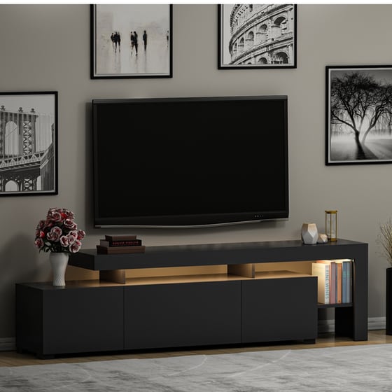 Έπιπλο Τηλεόρασης Unico από Μοριοσανίδα 192x37x53 cm - Ανθρακί image 1