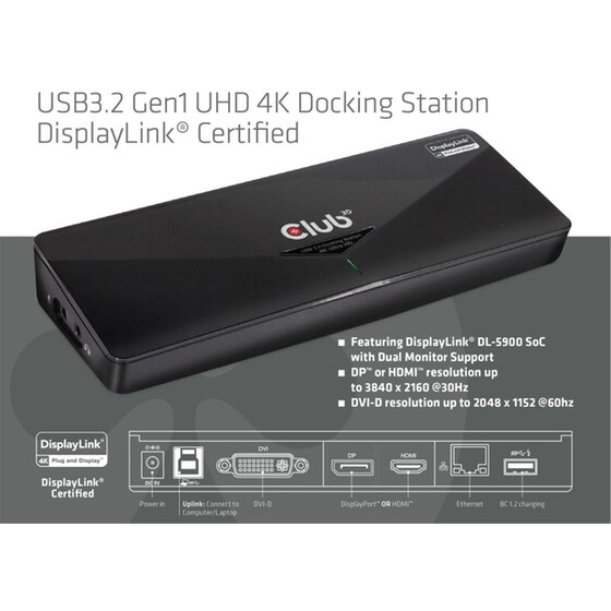 Docking Station Club3D CSV-3103D 9-Port USB 3.2 συμβατό με USB-A image 5