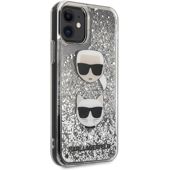 Karl Lagerfeld Liquid Glitter Case 2 Heads Θήκη Προστασίας – Iphone 11 (black/glitter Silver – Klhcn61kcglsl) image 5