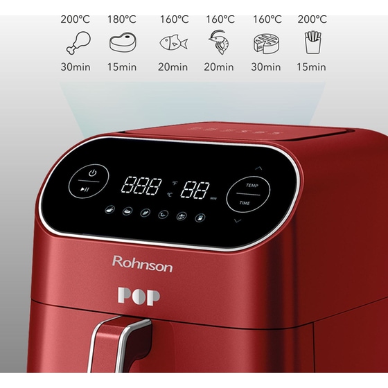 ROHNSON R-2859R Pop με Αποσπώμενο Κάδο 1800 W 7 L Κόκκινο Φριτέζα Αέρος image 5