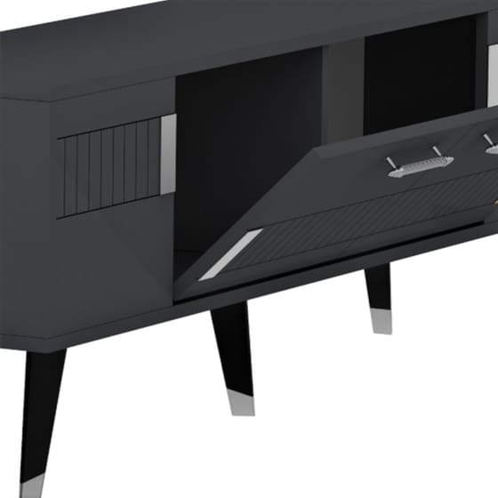 Έπιπλο Τηλεόρασης 24Mall Moda από Μοριοσανίδα 150x35x53.2 cm - Ανθρακί/Ασημί image 2
