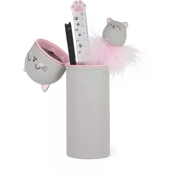 Κασετίνα Βαρελάκι Legami Σιλικόνης 2 in 1 Kawaii Kitty image 1