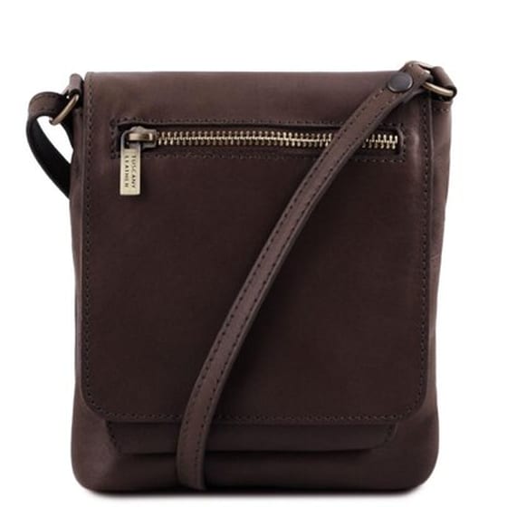 Unisex Τσαντάκι Δερμάτινο Sasha Tuscany Leather, Χρώμα Καφέ Σκούρο image 1