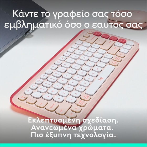 Logitech POP Icon Keys Ασύρματο Πληκτρολόγιο με Bluetooth - Ροζ (US) image 2