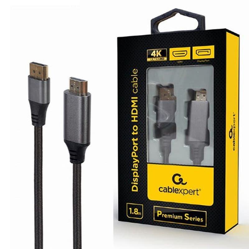 Καλώδιο Βίντεο Cablexpert DisplayPort - HDMI Premium Series 4K 1.8m - Μαύρο