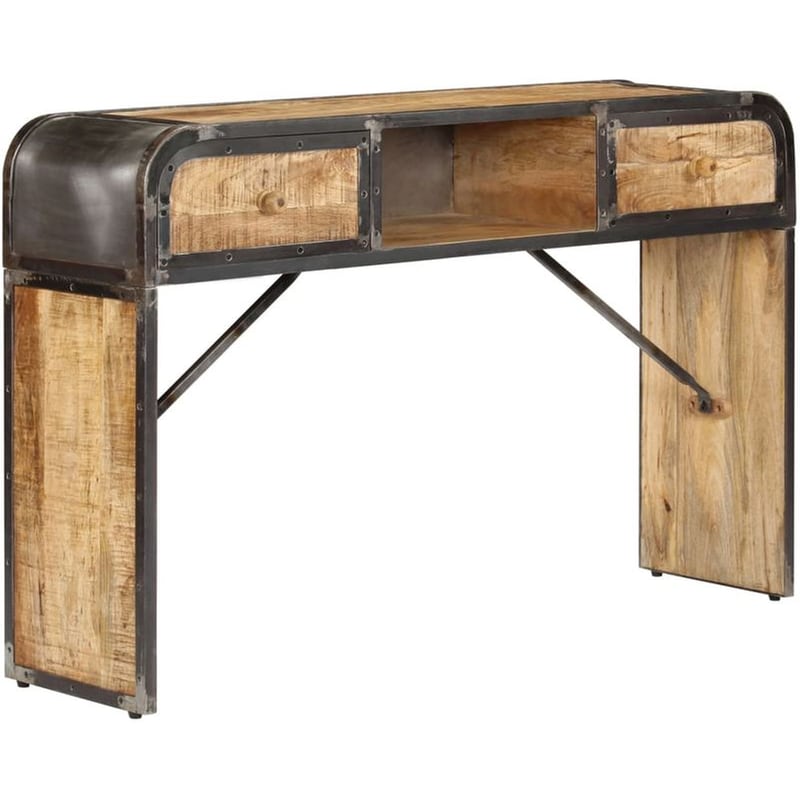 Κονσόλα Vidaxl από Μασίφ Ξύλο Μάνγκο 120x30x75 cm - Καφέ/Μαύρο