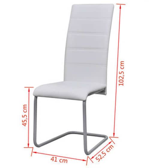 Καρέκλες Τραπεζαρίας Vidaxl «πρόβολος» από Συνθετικό Δέρμα 2 Τμχ - Λευκές image 5