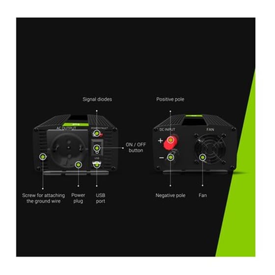 Μετατροπέας - Inverter Ισχύος Αυτοκινήτου 12 V Σε 230 V 150  300 W Green Cell Inv06 image 2