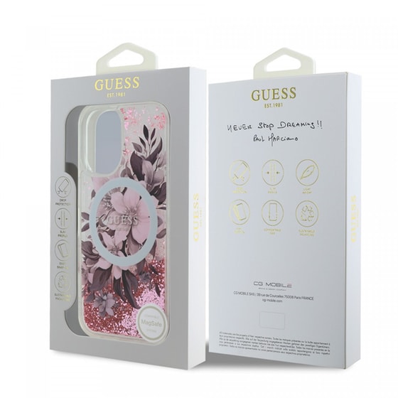 Θήκη Apple iPhone 16 Guess Liquid Glitter Flower - Ροζ image 4