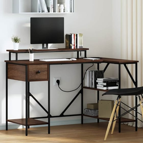 Γραφείο VidaXL από Επεξεργασμένο Ξύλο 120x79x86,5 cm - Καφέ Δρυς image 2