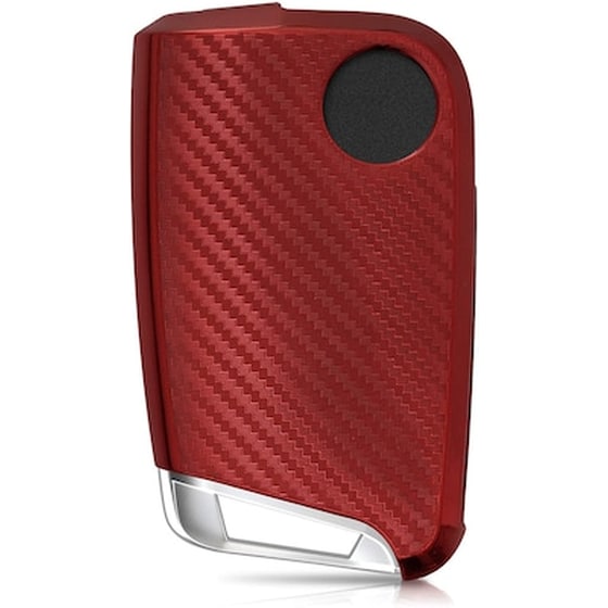 Kw Θήκη Κλειδιού Vw / Seat / Skoda - Σιλικόνη - 3 Κουμπιά - Carbon Red (50279.20) image 1
