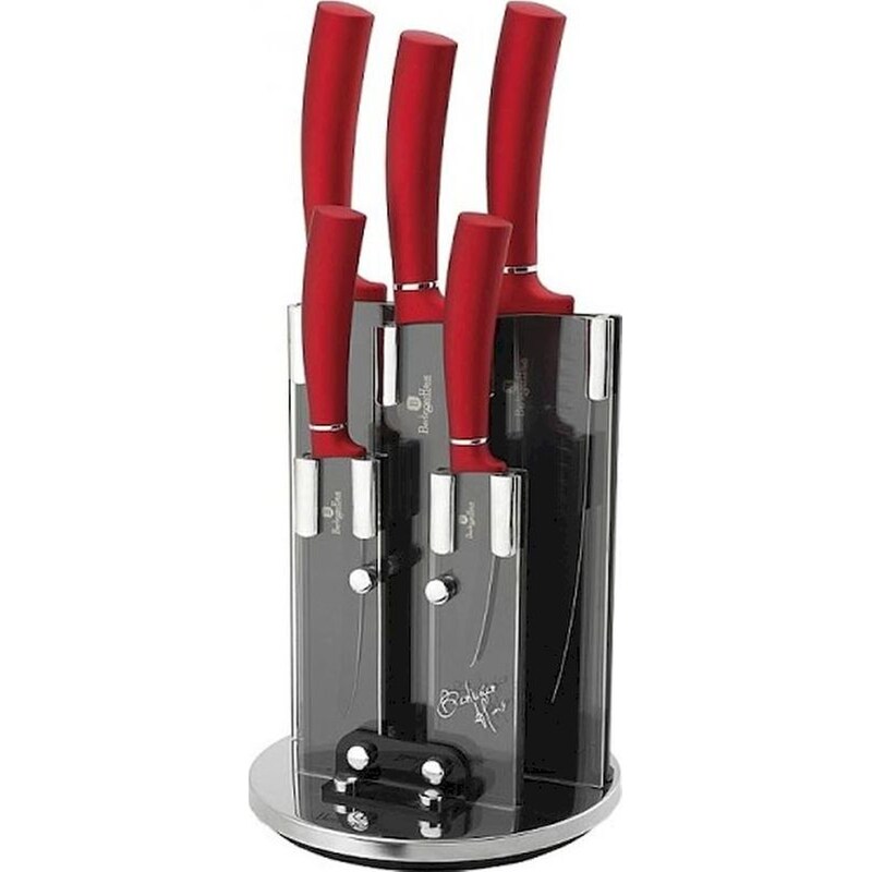 Σετ Μαχαίρια Berlinger Haus Metallic Line Black Burgundy Edition από Ανοξείδωτο Ατσάλι με 360° Βάση 6 Τμχ
