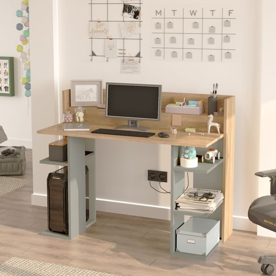 Γραφείο Υπολογιστή ArteLibre Fife από Μοριοσανίδα/Μελαμίνη 124x58x98cm - Φυσικό/Φυστικί image 3