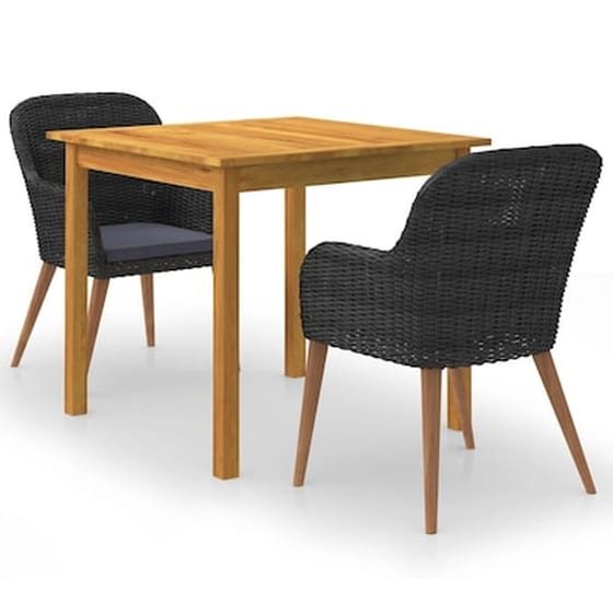 Vidaxl Σετ Τραπεζαρίας Κήπου 3 Τεμαχίων Μαύρο image 1