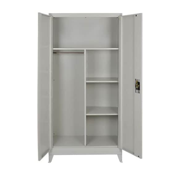 Δίφυλλη Μεταλλική Ντουλάπα STEELEN με 2 ράφια 90x54x191 cm - Γκρι image 2