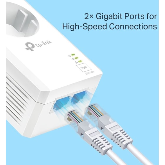 TP-Link PA7027P AV1000 Powerline Starter Kit Ενσύρματη Σύνδεση Passthrough έως 1000Mbps με 2 Θύρες Ethernet image 3