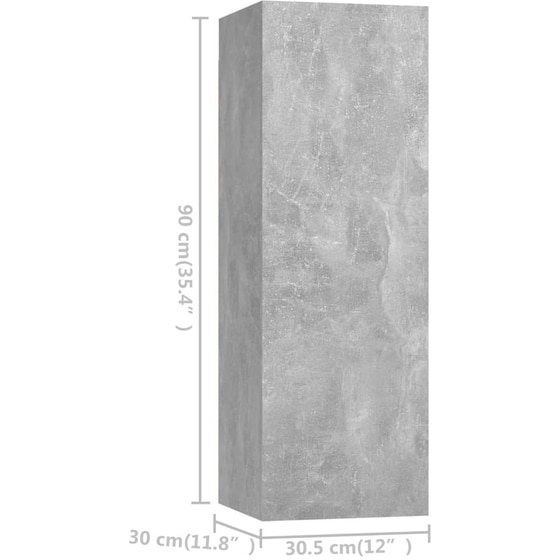 Έπιπλα Τηλεόρασης VidaXL Μοριοσανίδα 4 Τμχ 30.5x30x90 - Γκρι image 8