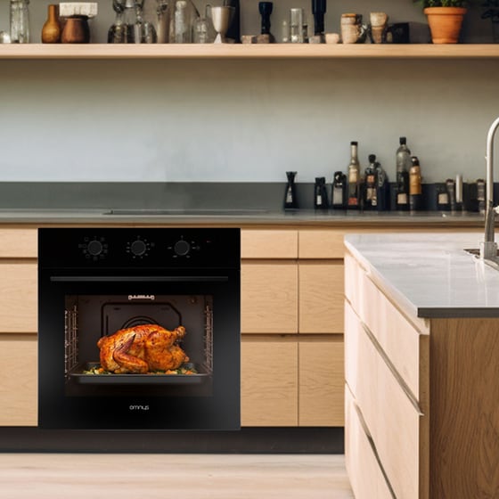 OMNYS OV7009MRBL 70 Lt Μαύρο Εντοιχιζόμενος Φούρνος Άνω Πάγκου image 2