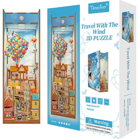 DIY 3D Puzzle Book Nook Kit Βιβλιοστάτης - Travel With The Wind image 0