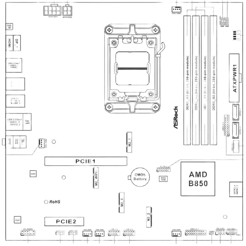 ASRock B850M Pro RS Motherboard Micro ATX με AMD AM5 Socket 90-MXBR6-A0UAYZ