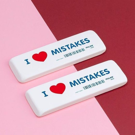 Γόμα Milan Μεγάλη Λευκή I Love Mistakes image 1
