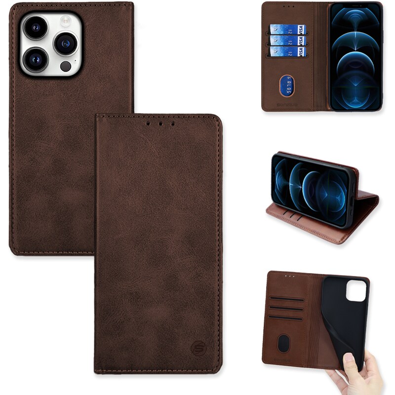 Θήκη Apple iPhone 14 Pro - Sonique Vintage Magnet Book - Καφέ