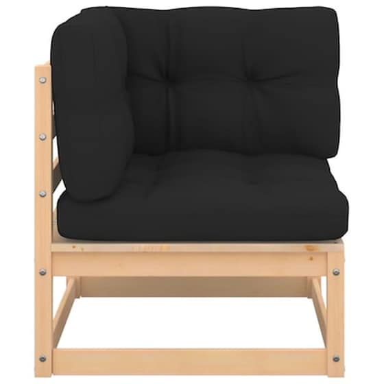 Καναπές Κήπου Γωνιακός VidaXL από Μασίφ Ξύλο Πεύκου Με Μαξιλάρια 70x70x67 cm - Ανθρακί image 3