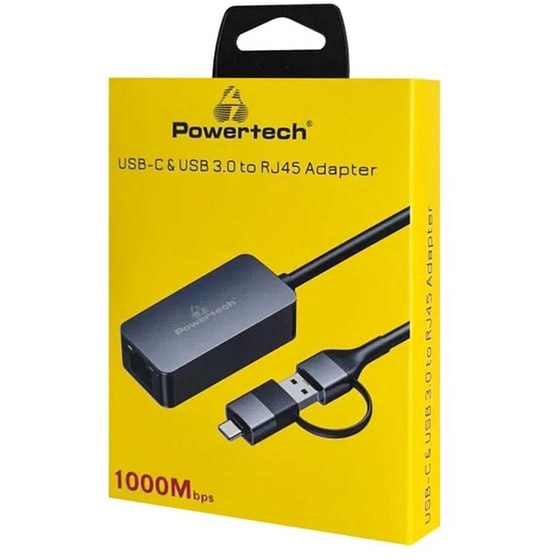 Powertech Αντάπτορας Δικτύου Ptr-0149, Usb Και Usb-c, 1000 Mbps, Γκρι image 1