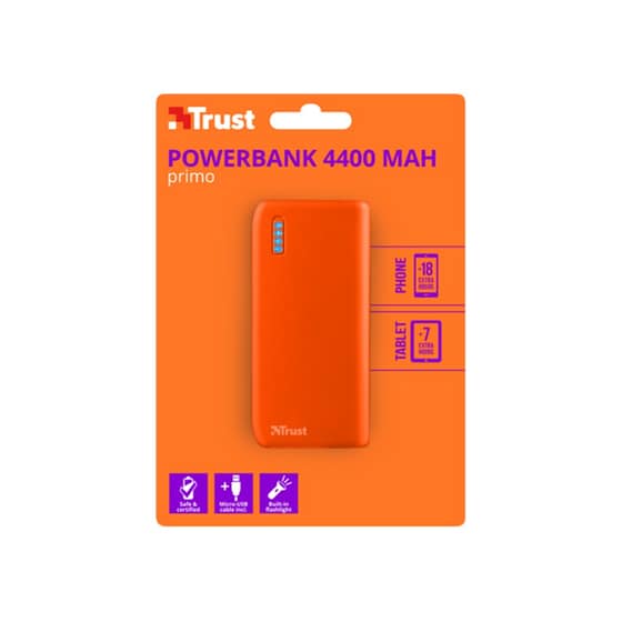 Powerbank Trust Primo 22061 4400 mAh 1A Πορτοκαλί image 1