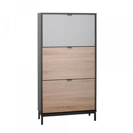 Παπουτσοθήκη Rombus Από Μοριοσανίδα 60x23x120 cm - Μαύρο/Sonoma/Λευκό Pattern