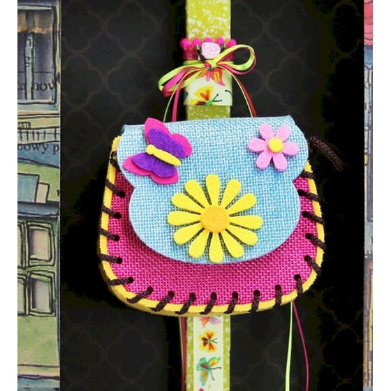 Λαμπάδα Synchronia Τσαντάκι Λουλούδια - Κίτρινη image 2