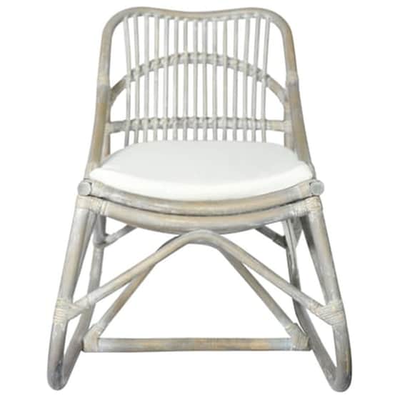 VidaXL Καρέκλα Γκρι Από Ρατάν Και Λινό Ύφασμα image 2