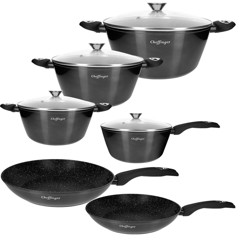 Σετ Μαγειρικών Σκευών CHEFFINGER CF-FA1010 10 τμχ Μαύρο