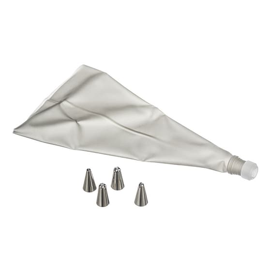 Κορνέ Ζαχαροπλαστικής με 4 Μύτες Spitishop 151094 Πλαστικό/Ανοξείδωτο - Ασημί/Λευκό image 0