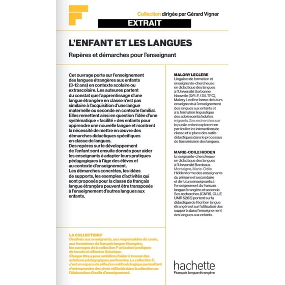 Collection F - L'enfant et les langues : Repères et démarches pour l'enseignant image 0