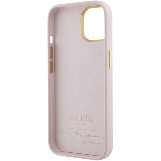 Guess “vintage Script Gold Logo Collection” Σκληρή Θήκη Προστασίας Από Σιλικόνη – Apple Iphone 15 (ροζ  – Guhcp15ssmbslp) image 3