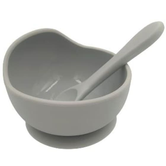 Baby In World Μπολ Σιλικόνης Με Κουταλάκι - Γκρι image 0