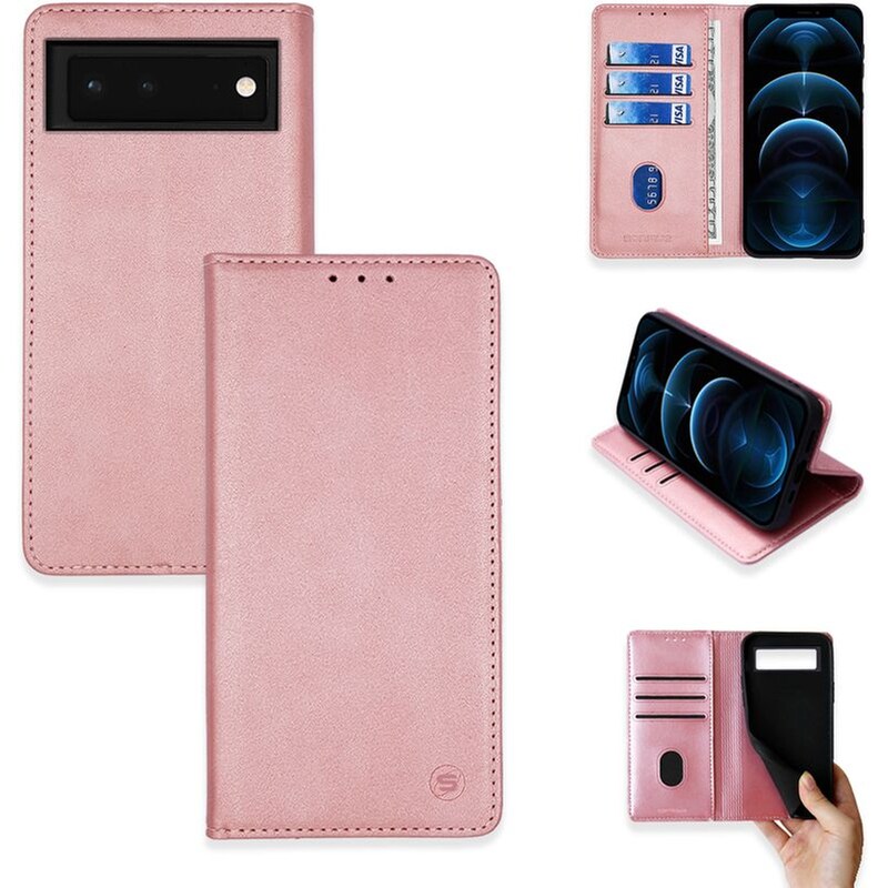 SONIQUE Θήκη Google Pixel 6 5G - Sonique Vintage Magnet Book - Ροζ Χρυσό