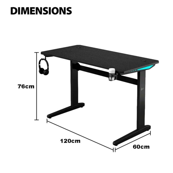 Γραφείο Gaming LGP από MDF 120x60cm - Μαύρο image 1