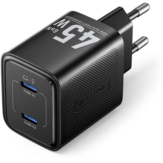 Φορτιστής Πρίζας Vention USB-C 45 W - Μαύρο image 0