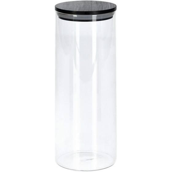 Βάζο Αποθήκευσης Τροφίμων Spitishop Γυάλινο 1.05lt - Διάφανο/Μαύρο image 0